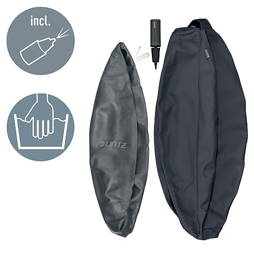 Leitz Ergo Set Active Sitzball, Gymnastikball 55 cm, Anti-Wegroll-Funktion, Stoffbezug + Leitz Höhenverstellbarer Laptopständer, Notebook Ständer mit 4 Höhen für 13“-15“ Notebooks, 65410089 + 64260089