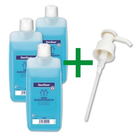 3 x 1000 ml Sterillium® roku dezinfekcijas līdzeklis + 1 x dozēšanas sūknis no Bode Chemie