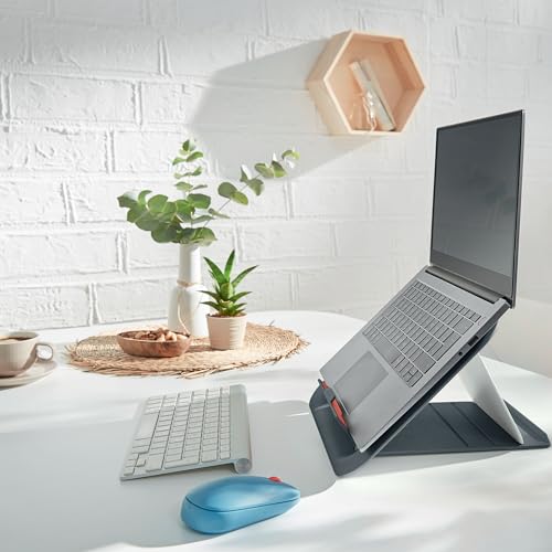 Leitz Ergo Set Active Sitzball, Gymnastikball 55 cm, Anti-Wegroll-Funktion, Stoffbezug + Leitz Höhenverstellbarer Laptopständer, Notebook Ständer mit 4 Höhen für 13“-15“ Notebooks, 65410089 + 64260089