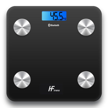 MājasModes HFitness ķermeņa tauku svari 28x28cm 19x ĶERMEŅA DATI iOS un Android lietotne Inteliģenti digitālie vannas istabas svari Personīgie ķermeņa svari Ķmi svara mērītājs ĶMI Bluetooth