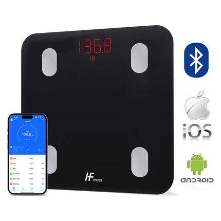 MājasMode HFitness ķermeņa tauku svari 19x ķermeņa datu analīze iOS un Android lietotne Viedie digitālie vannas istabas svari Personīgie ķermeņa svari Ķmi mērītājs BMI Bluetooth