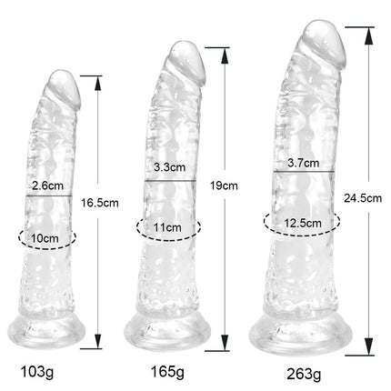 Caurspīdīgs dildo komplekts ar piesūcekni - reālistiski anālie dildo vīriešiem 3 izmēros (mazs, liels, milzīgs) - lieliski piemēroti gan iesācējiem, gan pieredzējušiem lietotājiem