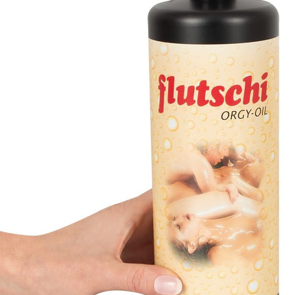 Flutschi Orgy-Oil – pavedinoša masāžas eļļa sievietēm un vīriešiem, ūdenī šķīstoša un viegli noskalojama, ādai draudzīga, 1l