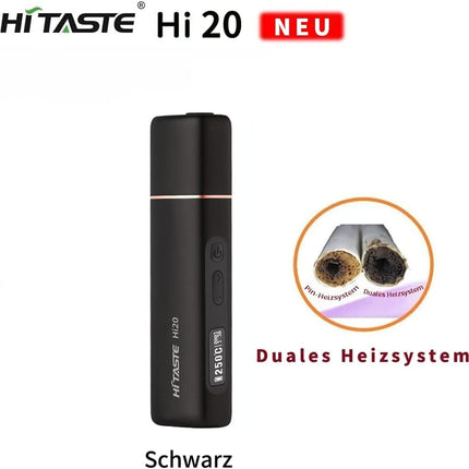 HI TASTE Hi20 tabakas sildītājs, kas saderīgs ar IQOS HEETS, lieliska garša, 3200mAh ietilpīga baterija, divkārša sildīšanas sistēma un apakšējā sildīšana kociņiem, regulējama temperatūra, OLED displejs (burvīgi melns)