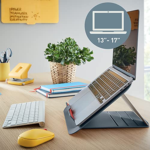 Leitz Ergo Set Active Sitzball, Gymnastikball 55 cm, Anti-Wegroll-Funktion, Stoffbezug + Leitz Höhenverstellbarer Laptopständer, Notebook Ständer mit 4 Höhen für 13“-15“ Notebooks, 65410089 + 64260089