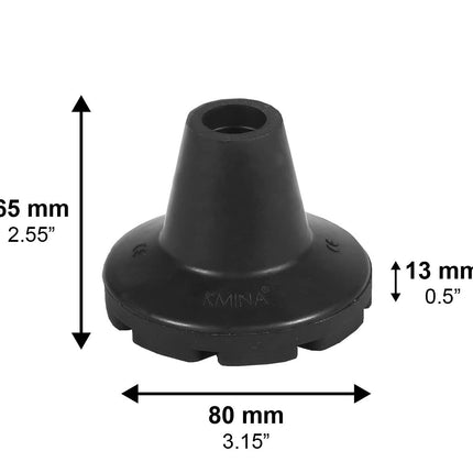 KMINA - Gumijas kruķi 19 mm, 18 mm, 17 mm (x2 gab.), gumijas pēdiņas iešanas palīglīdzeklim, gumijas buferi spieķiem, melni - Ražots Eiropā.