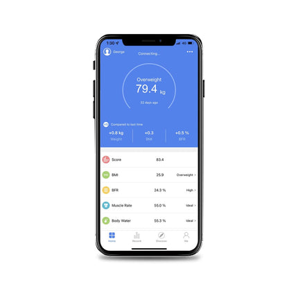 MājasModes HFitness ķermeņa tauku svari 28x28cm 19x ĶERMEŅA DATI iOS un Android lietotne Inteliģenti digitālie vannas istabas svari Personīgie ķermeņa svari Ķmi svara mērītājs ĶMI Bluetooth