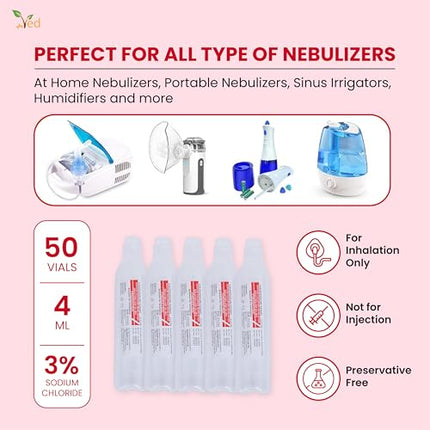 VED hipertonisks inhalācijas sāls šķīdums, 3% nātrija hlorīds (NaCl), 50 x 4,0 ml vienreizējas devas flakoni pieaugušajiem un bērniem