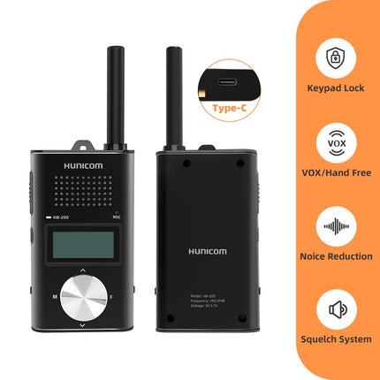 Uzlādējamas rācijas pieaugušajiem, metāla korpuss, augstas kvalitātes, liela darbības rādiusa divvirzienu rācija - PMR rācija ar 1000 mAh akumulatoru, VOX aizmugurējo klipsi