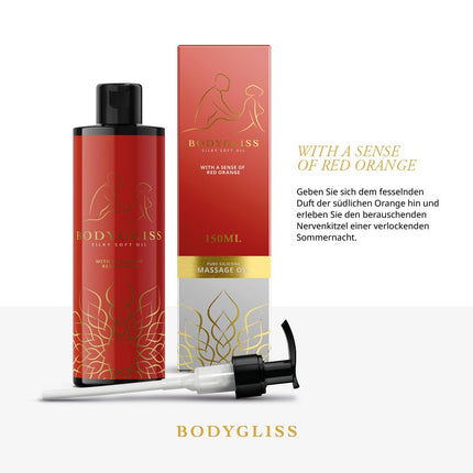 BodyGliss - 2-in-1 masāžas eļļa un uz silikona bāzes veidots lubrikants - 150 ml (Asinsapelsīns)