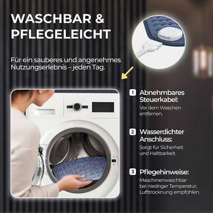 BR Bringer infrasarkanais sildīšanas paliktnis ar automātisku izslēgšanu - sildīšanas paliktnis ar dziļu sildīšanu - 6 siltuma iestatījumi (25-60°C), pārkaršanas aizsardzība, mazgājams, LED displejs, īpaši mīksts flanelis (zils, 60 x 30 cm)