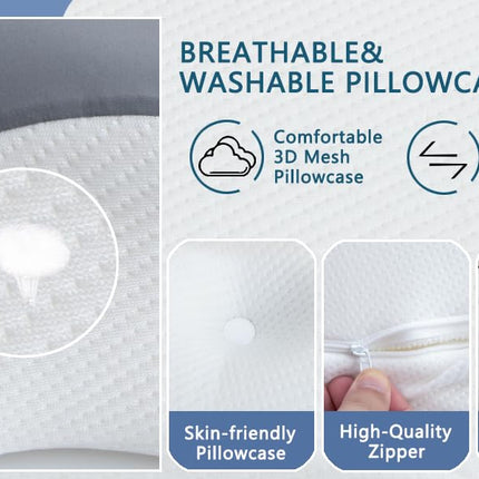 Dzemdes kakla spilvens kakla sāpju mazināšanai, Elegear Contour Memory Foam spilvens ergonomisks kakla atbalsts sānu muguras gulētājiem uz vēdera
