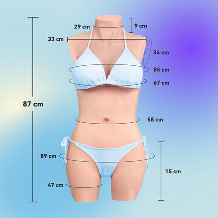 Minaky silikona krūšu formas 3 punktu bodijs reālistiska krūšu plāksne ar katetru transpersonu transdresserēm - ievietojama C kausa versija, ziloņkaula krāsā