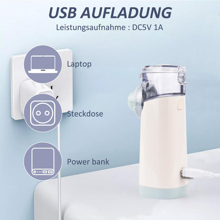 Inhalatori pieaugušajiem smidzinātājs inhalators bērniem, kluss pārnēsājams tīkla smidzinātājs inhalatoru komplekts USB uzlādējams ar iemutni un maskām