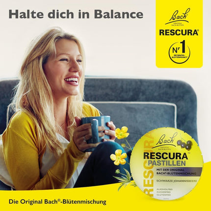Bach RESCURA Baha ziedu pastilas ar upenēm I 50 g I Baha ziedu maisījums lietošanai ceļā. Iepriekš Rescue the Original.