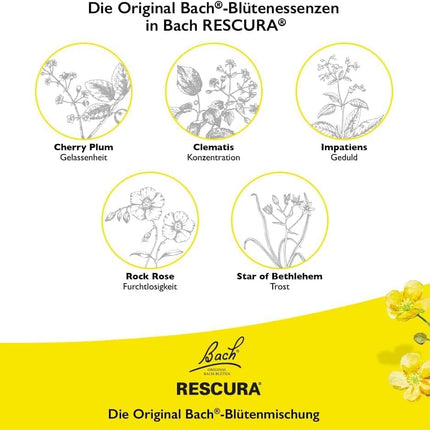 Bach RESCURA Baha ziedu pastilas ar upenēm I 50 g I Baha ziedu maisījums lietošanai ceļā. Iepriekš Rescue the Original.