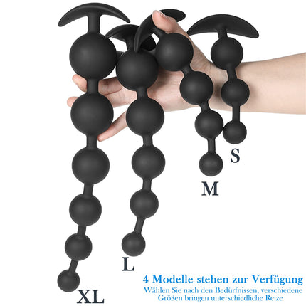 BDSMAGE silikona anālo pērlīšu dibena aizbāznis ar 5 bumbiņām, anālā aizbāžņa anālā ķēde ar anālām pērlītēm vīriešiem un sievietēm, īpaši garš anālais dildo anālais āķis anālā masturbatora seksa rotaļlieta (L)