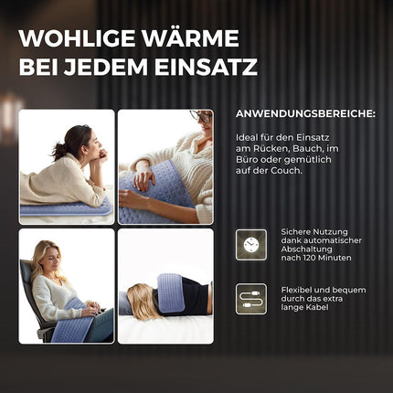 BR Bringer infrasarkanais sildīšanas paliktnis ar automātisku izslēgšanu - sildīšanas paliktnis ar dziļu sildīšanu - 6 siltuma iestatījumi (25-60°C), pārkaršanas aizsardzība, mazgājams, LED displejs, īpaši mīksts flanelis (zils, 60 x 30 cm)