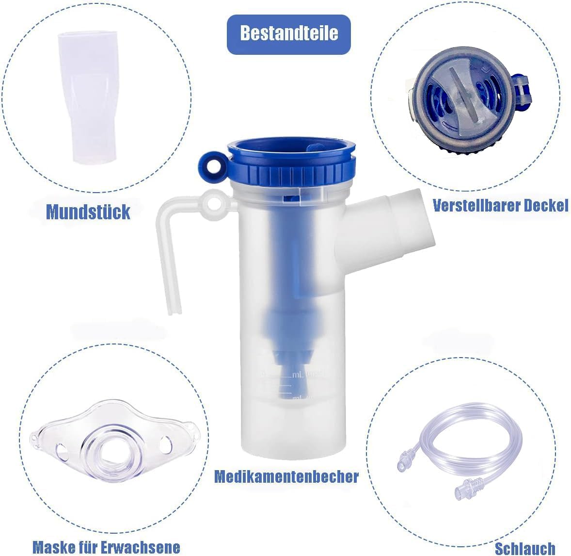 Inhalatora piederumi, pieaugušo smidzinātāja gaisa caurules iemutņa filtrs, piemērots visu veidu smidzinātāja inhalatoriem.