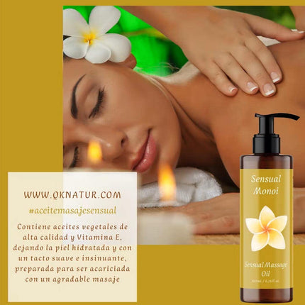 Jutekliskā masāžas eļļa MONOI ORGANIC eļļa - 200ml - Ķermeņa masāžām - Augstākās kvalitātes masāžas eļļa patīkamām masāžām - Barojoša masāžas eļļa