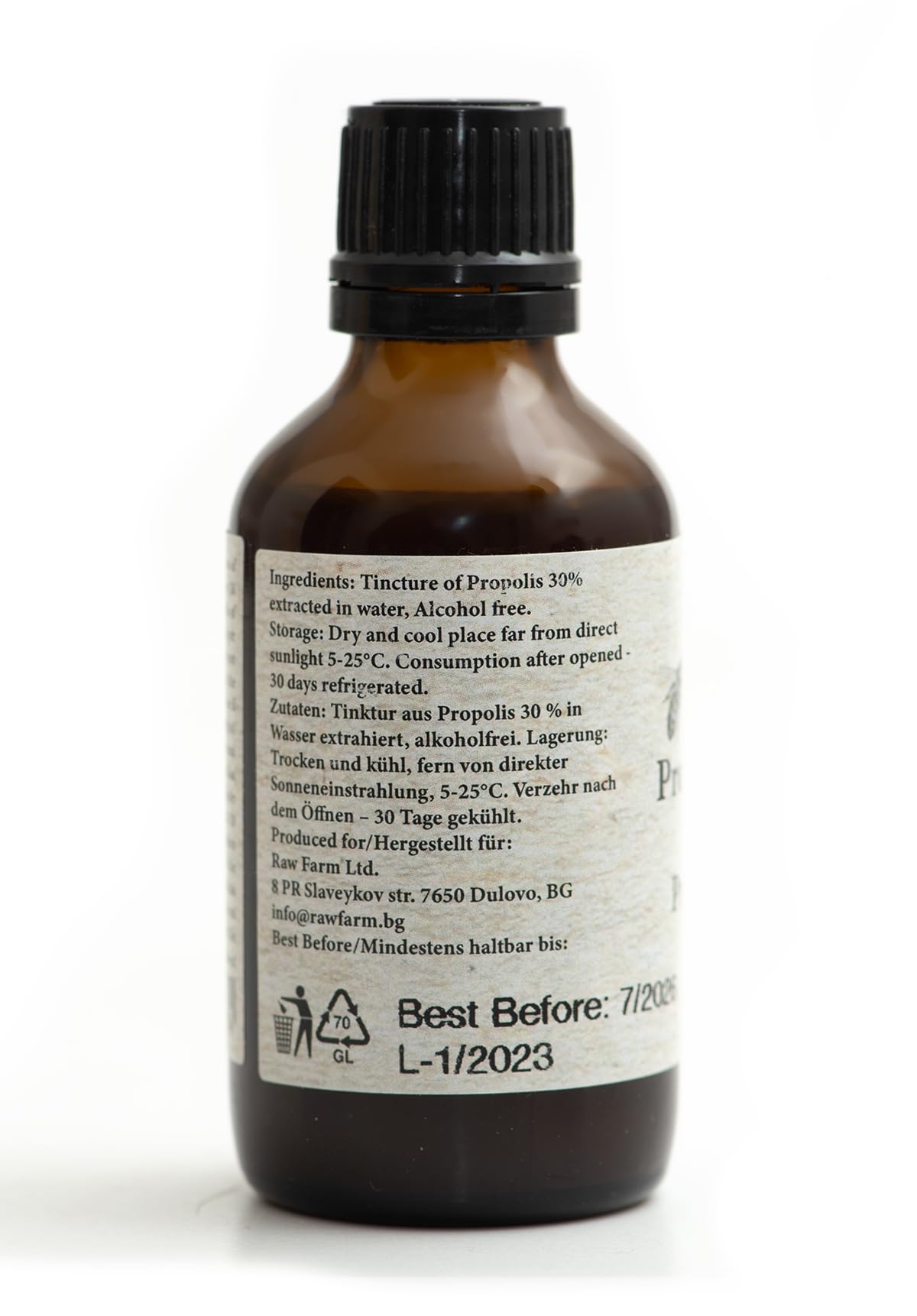 50 ml propolisa tinktūras 30% - bezalkoholisks no RAW Farm biškopju