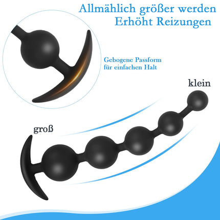 BDSMAGE silikona anālo pērlīšu dibena aizbāznis ar 5 bumbiņām, anālā aizbāžņa anālā ķēde ar anālām pērlītēm vīriešiem un sievietēm, īpaši garš anālais dildo anālais āķis anālā masturbatora seksa rotaļlieta (L)