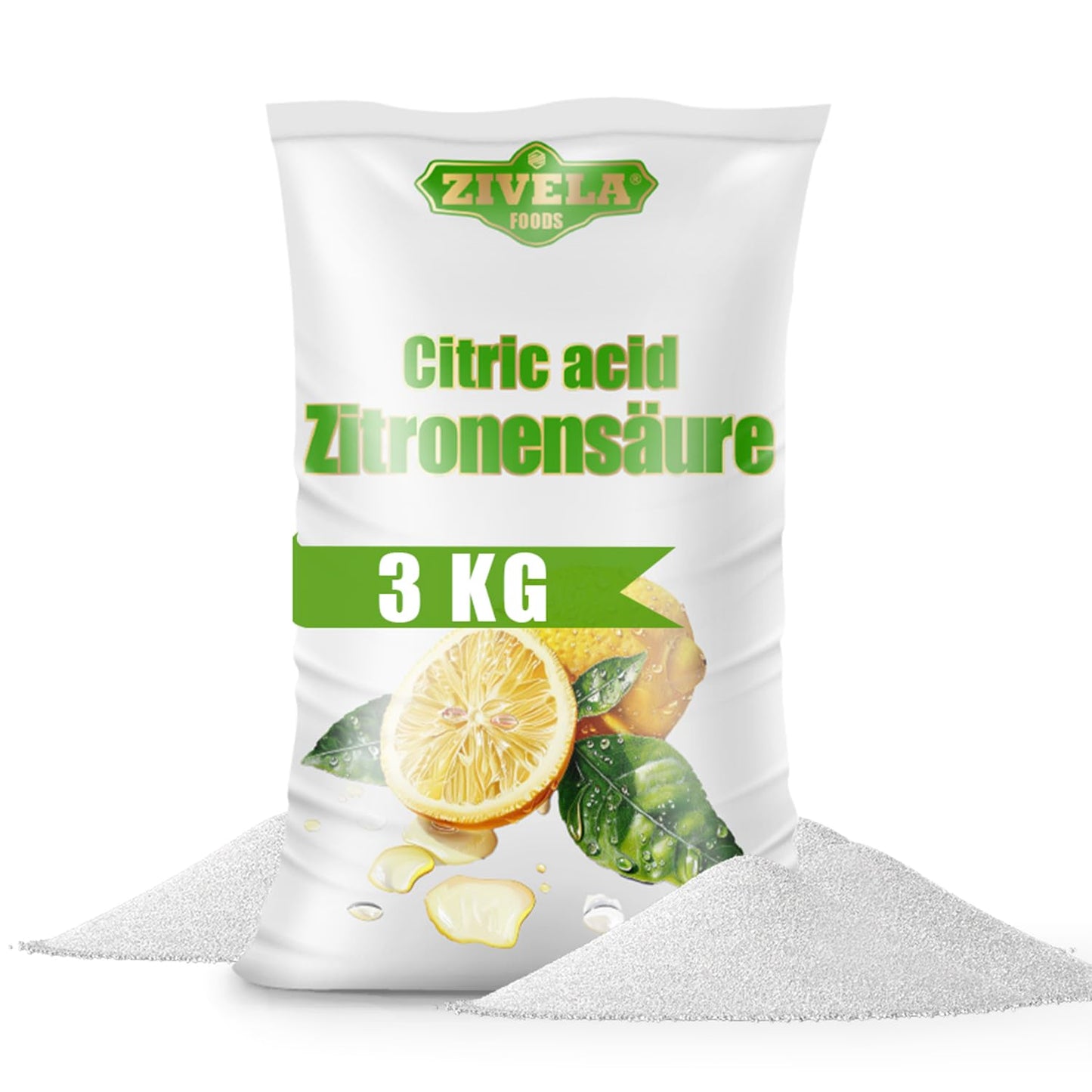 3 kg pārtikas kvalitātes citronskābes pulvera | Mājas aizsardzības līdzekļi virtuvei un mājsaimniecībai | 3000 g citronskābes 100% tīra | Citronskābe E330 (3x 1kg)