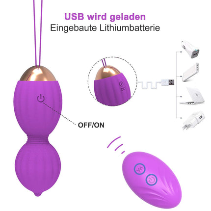 FIDECH Love Balls seksa rotaļlieta, vibrators viņai, iegurņa pamatnes trenažieris sievietēm ar 12 vibrācijas režīmiem, vibrējoša ola ar tālvadības pulti, iegurņa pamatnes trenažieris urīnpūšļa kontrolei un maksts muskuļiem, violets