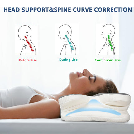 Dzemdes kakla spilvens kakla sāpju mazināšanai, Elegear Contour Memory Foam spilvens ergonomisks kakla atbalsts sānu muguras gulētājiem uz vēdera