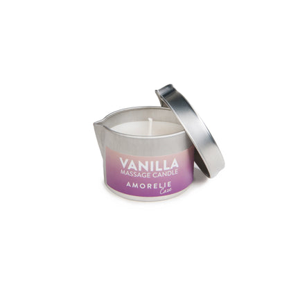AMORELIE Care – Erotiskās masāžas svece ar vaniļas aromātu (50 ml) – Jutekliska masāža, mitrinoša, ideāli piemērota pāriem