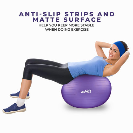 EDIFIT, vingrošanas bumba, 55, 65 un 75, Pezzi bumba, ieskaitot piepūtēju, Pilates bumba, sēžamā bumba, Pilates, jogas bumba, vingrošana (65 cm, violeta)
