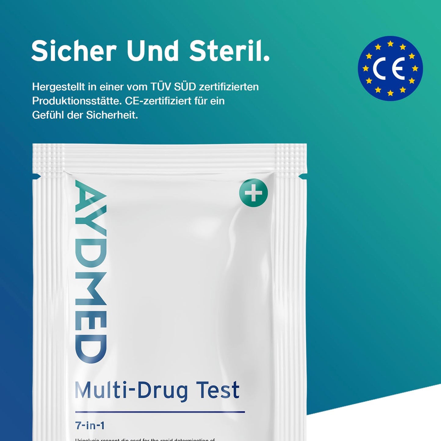 5 x AYDMED 7-in-1 narkotiku testa eksprestests | Narkotiku tests pašpārbaudes urīna skrīningam | Narkotiku testi kokaīna, opiātu, metadona, amfetamīnu, kaņepju, ekstazī un benzodiazepīnu noteikšanai