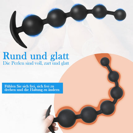 BDSMAGE silikona anālo pērlīšu dibena aizbāznis ar 5 bumbiņām, anālā aizbāžņa anālā ķēde ar anālām pērlītēm vīriešiem un sievietēm, īpaši garš anālais dildo anālais āķis anālā masturbatora seksa rotaļlieta (L)