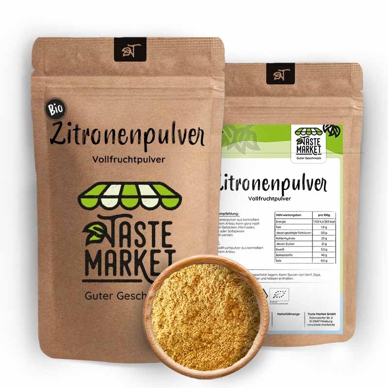 50 g bioloģiskā citronu pulvera | 100% bioloģiski citroni | Augļu pulveris | bez piedevām | Bioloģiskā lauksaimniecība | Garšu tirgus