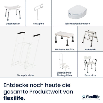 flexilife - zeķu palīglīdzeklis - augstas kvalitātes zeķu palīglīdzeklis pēc gūžas operācijas - zeķu palīglīdzeklis senioriem, grūtniecēm un cilvēkiem ar ierobežotu kustību - vienkārša zeķu palīglīdzekļu sistēma