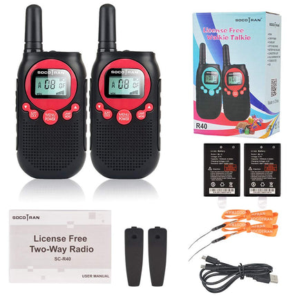 Rācijas bērniem, uzlādējamas divvirzienu rācijas, 8 kanālu diapazons 5 km, PMR 446 radio ar VOX LCD ekrānu, rācijas rotaļlietu dāvanas, 2 iepakojumi, sarkani