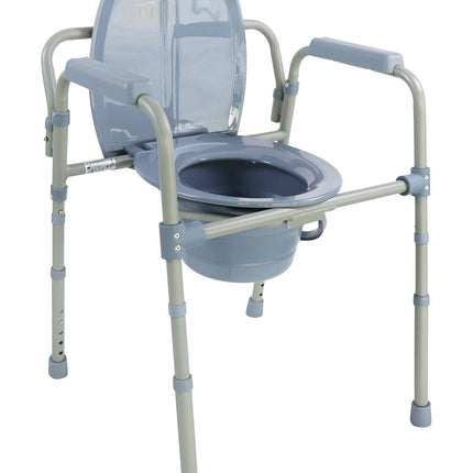 PEPE Mobility - tualetes krēsls senioriem, regulējams augstumā, ar spaini, roku balstu, pelēks