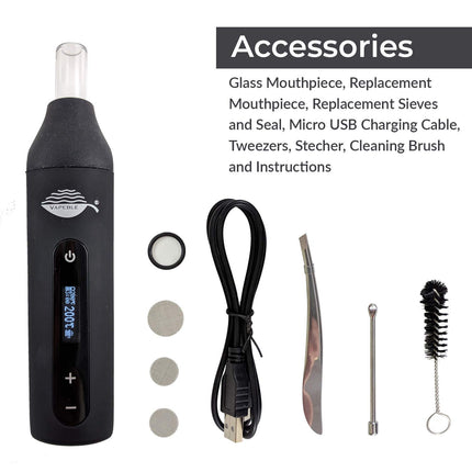 Vaporizer Vapeble Nebel - Vaporizer ar stikla iemutni, OLED displeju un bezpakāpju temperatūras kontroli, rada supervaporu no sveķainiem augiem