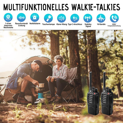 MaxTalker MT-8S uzlādējama rācija pieaugušajiem un bērniem, bezlicencētas PMR446 radioaparāti, 16 kanālu radio uztveršana, ar austiņām un 1500 mAh litija jonu akumulatoru ar C tipa savienotāju, 4 gabalu komplekts