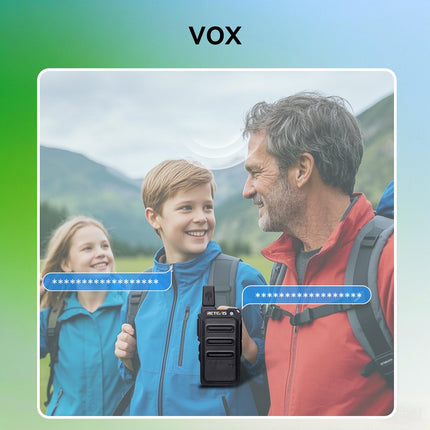 Retevis RT619 rācija, PMR446 uzlādējama divvirzienu rācija ar USB 1300mAh akumulatoru, VOX bez licences, mini rācijas, profesionālas lietošanai ģimenē, kempingā (2 iepakojumi, melnas)