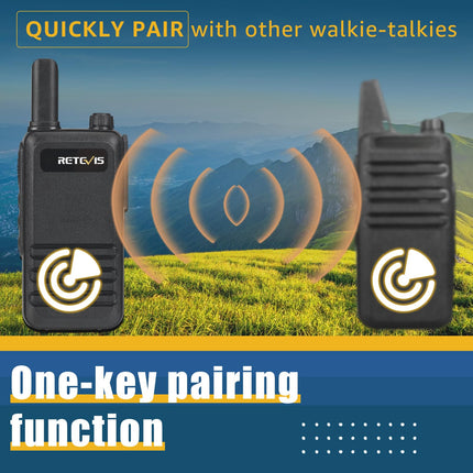 Retevis RB647 PMR446 rācija, ūdensizturīgs IP67 mini divvirzienu radio ar 16 kanāliem, avārijas trauksmes signāls, VOX rācijas pieaugušajiem, pārgājieni brīvā dabā (melnas, 1 iepakojums)