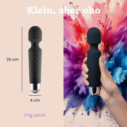 Vibrators sievietēm - kluss un jaudīgs masieris + akumulators - seksa rotaļlieta ar 20 vibrācijas modeļiem un 8 ātruma līmeņiem - bezvadu dildo klitoram, G punktam - Oliver James (melns)