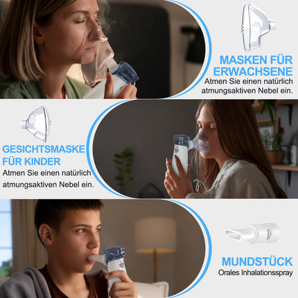 NVKHG inhalators, pārnēsājams kluss inhalators ar digitālo displeju, automātiska atlikumu tīrīšana, uzlādējams USB-C pieaugušajiem un bērniem – pelēks