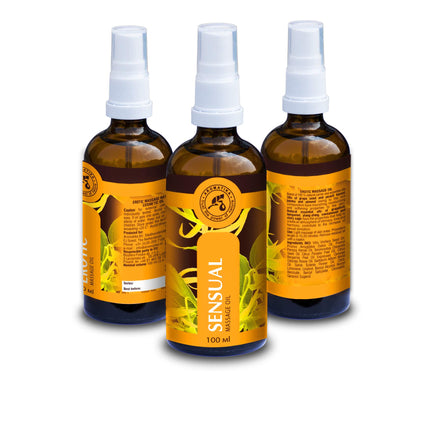 Masāžas eļļa 100ml - Dabīga ilang-ilang eļļa un jojobas eļļa - Brīnišķīgs aromāts - Afrodiziaka masāžas eļļa - Stikla pudele - Dabīgā kosmētika - Masāžas eļļas