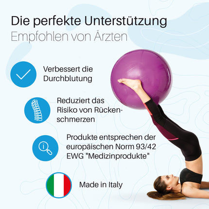 PEZZI - vingrošanas bumba Original Pezziball Standard 65cm Ø – Sēdekļa bumba terapijai, sportam un birojam – Universāla treniņu bumba, kas izgatavota no izturīga PVC, celtspēja līdz 400 kg – Zaļa