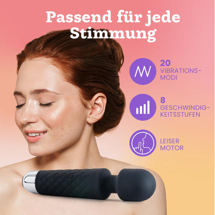 Vibrators sievietēm - kluss un jaudīgs masieris + akumulators - seksa rotaļlieta ar 20 vibrācijas modeļiem un 8 ātruma līmeņiem - bezvadu dildo klitoram, G punktam - Oliver James (melns)
