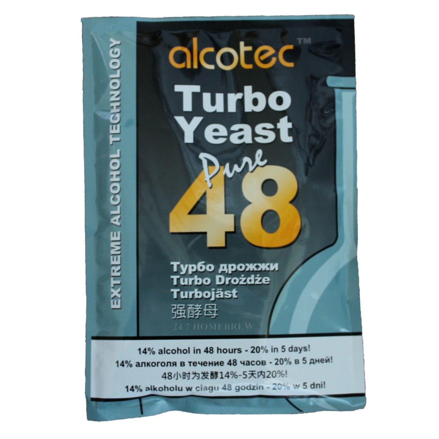 5x Alcotec 48 Pure Turbo Super Yeast paciņas ar augstu alkohola saturu 20% mājās brūvēts degvīns