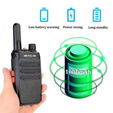 Retevis RB635 divvirzienu rācija profesionālai lietošanai, LED lukturītis PMR446, bezlicences 16 kanāli, divvirzienu rācijas komplekts, VOX, uzlādējama USB rācija mazumtirdzniecībai, hostelim (melns, 4 gab. iepakojumā)