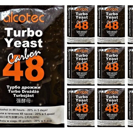 AlcoTec HUGBERT 48 Carbon Turbo, alkohols, fermentācijas raugs, raugs, dzēriens, destilācijas raugs, destilācija, 10 gab.
