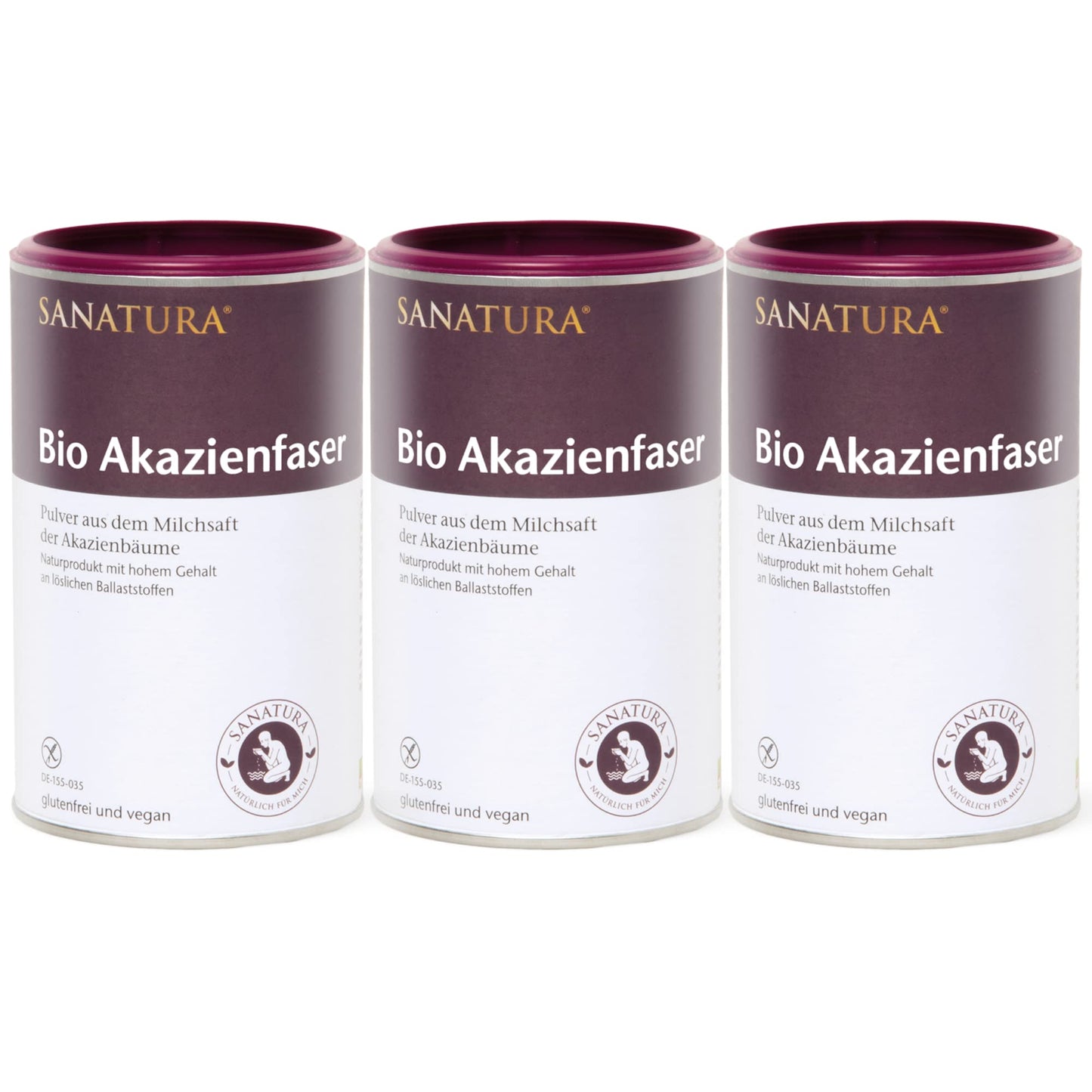 3 x 180 g Sanatura Acacia Fiber Powder Organic – 540 g – vērtīgs šķiedrvielu avots no akācijas šķiedrām – šķīstošā šķiedra – vegāns, bez glutēna un fruktozes – labi panesams